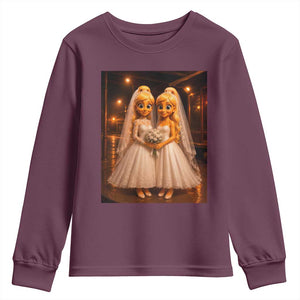 Funny Lesbian Pride Tung Tung Sahur Engagement Gift Youth Sweatshirt TS12 Maroon Print Your Wear