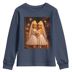 Funny Lesbian Pride Tung Tung Sahur Engagement Gift Youth Sweatshirt TS12 Navy Print Your Wear