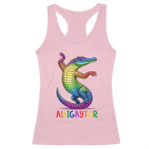 Alligaytor LGBTQ Pride Graphic Racerback Tank Top Queer Reptile Lovers TS12 Light Pink Print Your Wear