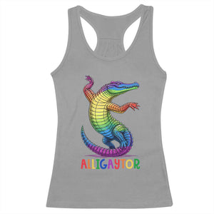 Alligaytor LGBTQ Pride Graphic Racerback Tank Top Queer Reptile Lovers TS12 Sport Gray Print Your Wear