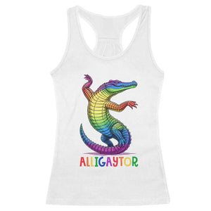 Alligaytor LGBTQ Pride Graphic Racerback Tank Top Queer Reptile Lovers TS12 White Print Your Wear