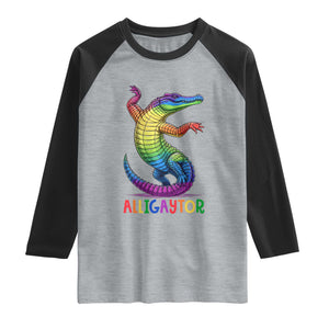 Alligaytor LGBTQ Pride Graphic Raglan Shirt Queer Reptile Lovers