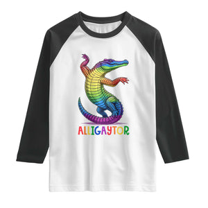Alligaytor LGBTQ Pride Graphic Raglan Shirt Queer Reptile Lovers