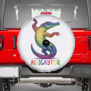 Alligaytor LGBTQ Pride Graphic Spare Tire Cover Queer Reptile Lovers TS12 White Print Your Wear