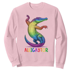 Alligaytor LGBTQ Pride Graphic Sweatshirt Queer Reptile Lovers TS12 Light Pink Print Your Wear