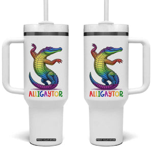 Alligaytor LGBTQ Pride Graphic Tumbler With Handle Queer Reptile Lovers