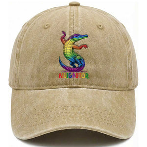 Alligaytor LGBTQ Pride Graphic Washed Cotton Baseball Cap Queer Reptile Lovers