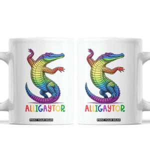 Alligaytor LGBTQ Pride Graphic Coffee Mug Queer Reptile Lovers TS12 White Print Your Wear