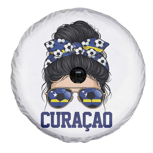 Curacao Soccer Messy Bun Girl Spare Tire Cover Proud Curacaoan Heritage Gift