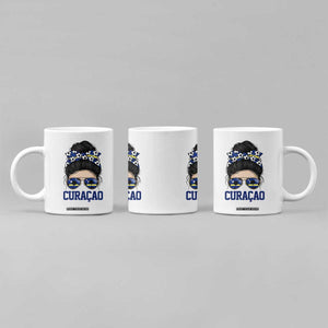 Curacao Soccer Messy Bun Girl Coffee Mug Proud Curacaoan Heritage Gift