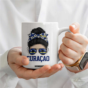 Curacao Soccer Messy Bun Girl Coffee Mug Proud Curacaoan Heritage Gift