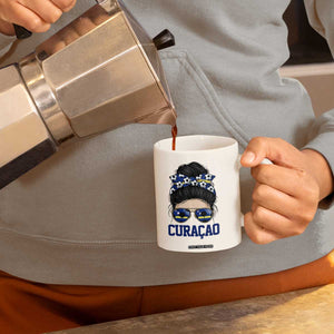 Curacao Soccer Messy Bun Girl Coffee Mug Proud Curacaoan Heritage Gift