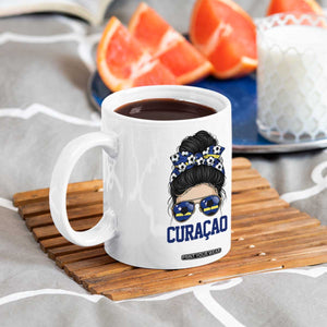 Curacao Soccer Messy Bun Girl Coffee Mug Proud Curacaoan Heritage Gift