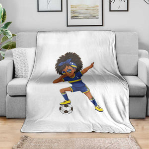 Funny Curacao Soccer Girl Throw Blanket Dabbing Football Fan Gift