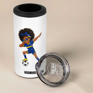 Funny Curacao Soccer Girl 4 in 1 Can Cooler Tumbler Dabbing Football Fan Gift