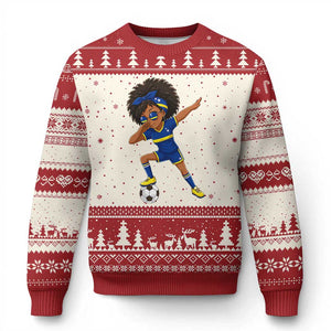 Funny Curacao Soccer Girl Ugly Christmas Sweater Dabbing Football Fan Gift