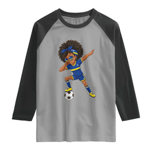 Funny Curacao Soccer Girl Raglan Shirt Dabbing Football Fan Gift