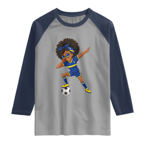 Funny Curacao Soccer Girl Raglan Shirt Dabbing Football Fan Gift