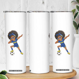 Funny Curacao Soccer Girl Skinny Tumbler Dabbing Football Fan Gift