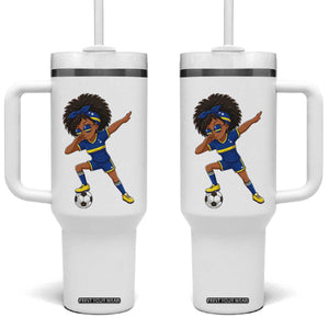 Funny Curacao Soccer Girl Tumbler With Handle Dabbing Football Fan Gift