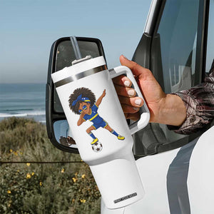 Funny Curacao Soccer Girl Tumbler With Handle Dabbing Football Fan Gift