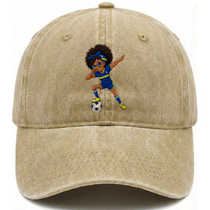 Funny Curacao Soccer Girl Washed Cotton Baseball Cap Dabbing Football Fan Gift