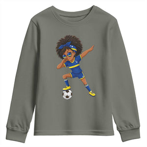 Funny Curacao Soccer Girl Youth Sweatshirt Dabbing Football Fan Gift