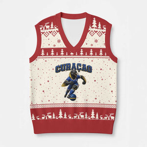 Funny Curacao Bird Soccer Lover V-Neck Knit Sweater Vest Caribbean Island Gift
