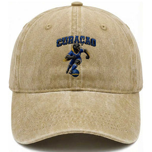 Funny Curacao Bird Soccer Lover Washed Cotton Baseball Cap Caribbean Island Gift