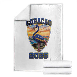 Funny Curacao Flamingo Soccer Lover Throw Blanket Caribbean Island Gift