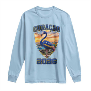 Funny Curacao Flamingo Soccer Lover Long Sleeve Shirt Caribbean Island Gift