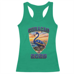 Funny Curacao Flamingo Soccer Lover Racerback Tank Top Caribbean Island Gift