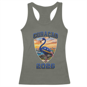 Funny Curacao Flamingo Soccer Lover Racerback Tank Top Caribbean Island Gift