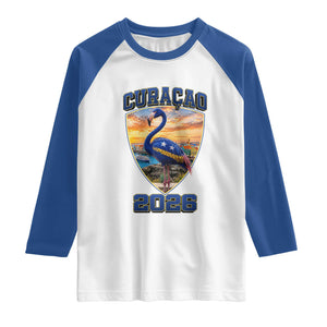 Funny Curacao Flamingo Soccer Lover Raglan Shirt Caribbean Island Gift