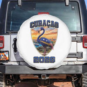 Funny Curacao Flamingo Soccer Lover Spare Tire Cover Caribbean Island Gift