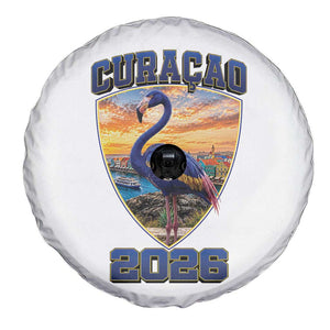 Funny Curacao Flamingo Soccer Lover Spare Tire Cover Caribbean Island Gift