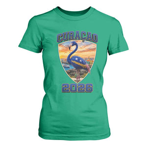 Funny Curacao Flamingo Soccer Lover T Shirt For Women Caribbean Island Gift