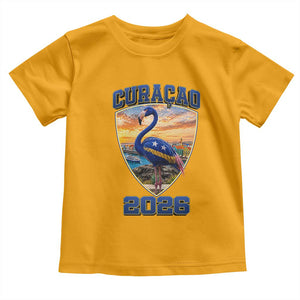 Funny Curacao Flamingo Soccer Lover Toddler T Shirt Caribbean Island Gift
