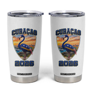 Funny Curacao Flamingo Soccer Lover Tumbler Cup Caribbean Island Gift