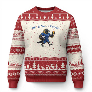 Funny Curacao Bird Soccer Fan Gift Ugly Christmas Sweater Off To Watch Curaçao