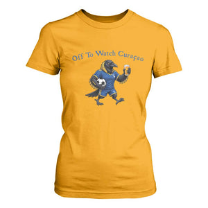 Funny Curacao Bird Soccer Fan Gift T Shirt For Women Off To Watch Curaçao