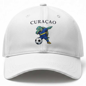 Funny Dabbing Sea Turtle Curaçao Soccer Fan Baseball Cap Caribbean Pride Graphic