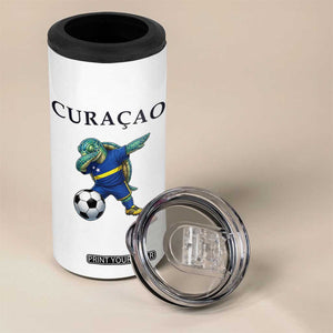 Funny Dabbing Sea Turtle Curaçao Soccer Fan 4 in 1 Can Cooler Tumbler Caribbean Pride Graphic