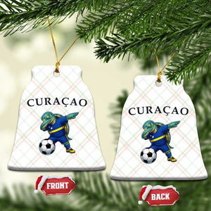 Funny Dabbing Sea Turtle Curaçao Soccer Fan Ceramic Ornament Caribbean Pride Graphic