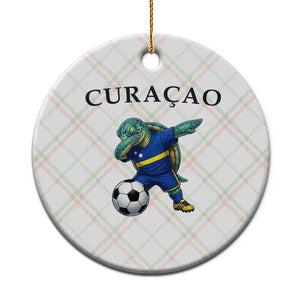 Funny Dabbing Sea Turtle Curaçao Soccer Fan Ceramic Ornament Caribbean Pride Graphic