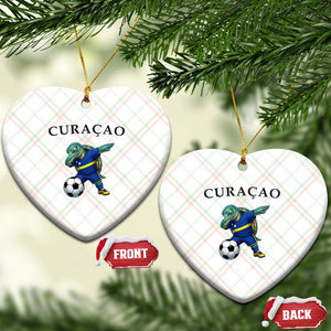 Funny Dabbing Sea Turtle Curaçao Soccer Fan Ceramic Ornament Caribbean Pride Graphic