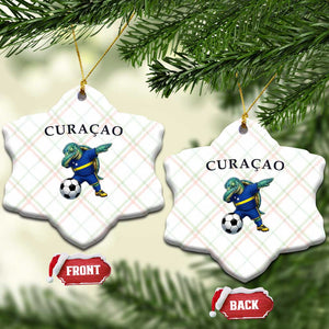 Funny Dabbing Sea Turtle Curaçao Soccer Fan Ceramic Ornament Caribbean Pride Graphic