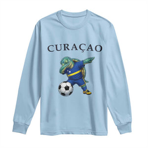 Funny Dabbing Sea Turtle Curaçao Soccer Fan Long Sleeve Shirt Caribbean Pride Graphic