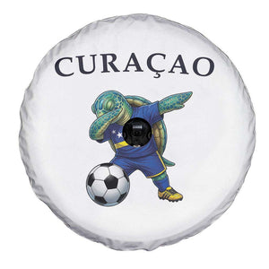 Funny Dabbing Sea Turtle Curaçao Soccer Fan Spare Tire Cover Caribbean Pride Graphic