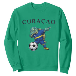 Funny Dabbing Sea Turtle Curaçao Soccer Fan Sweatshirt Caribbean Pride Graphic